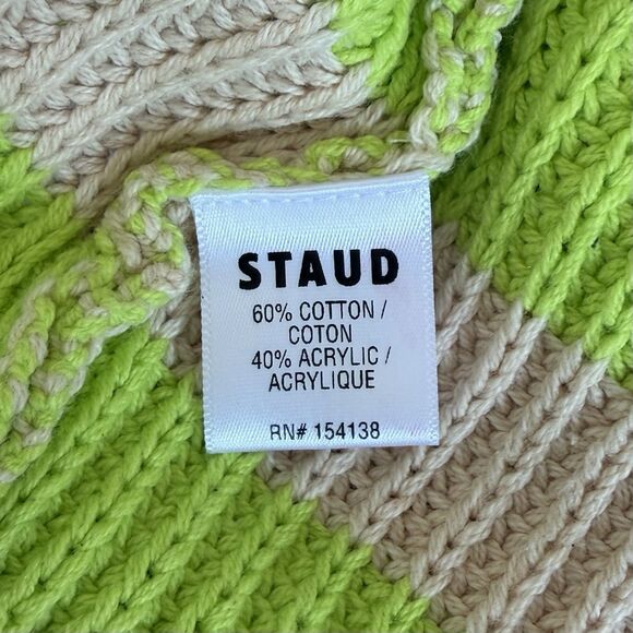 STAUD Cabana Knit Hampton Oversized Sweater M Stripe Multi Bright Bold Statement - Picture 11 of 12